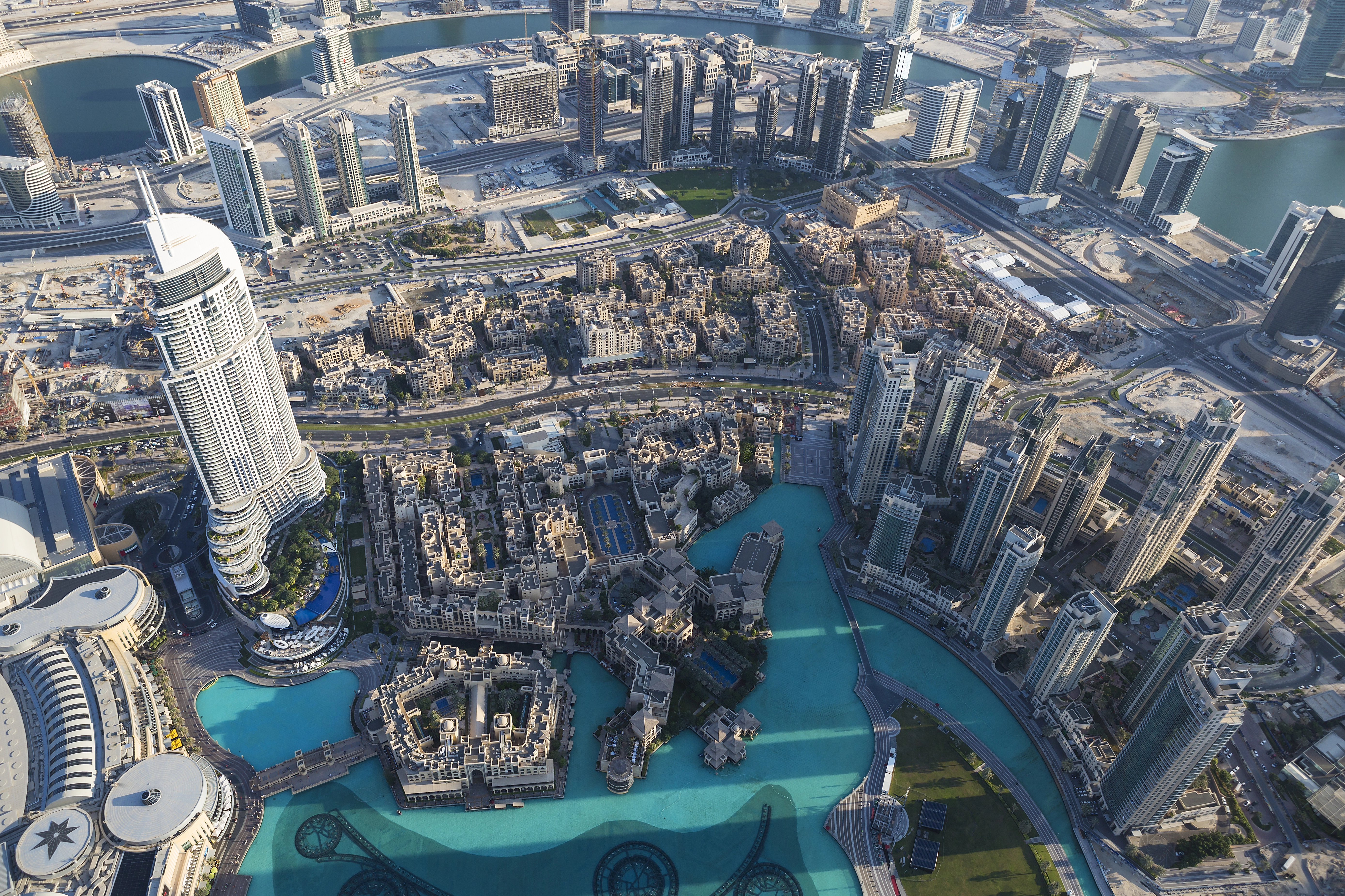 aerial view dubai city from top tower showing Dubai property