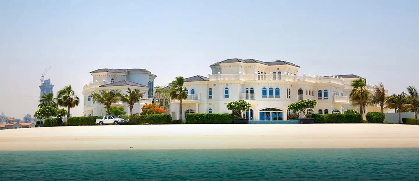 beachfront villas in Dubai with showing beach waves