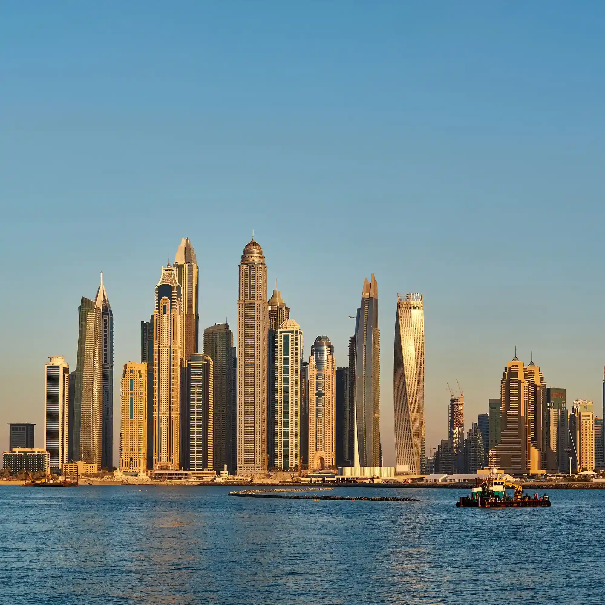 dubai marina skyline in united arab emirates apartments building