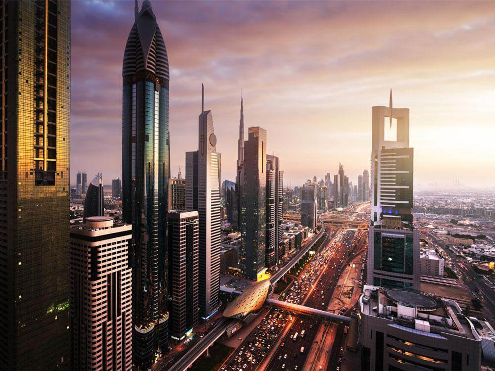 Sunset at Dubai Skyline